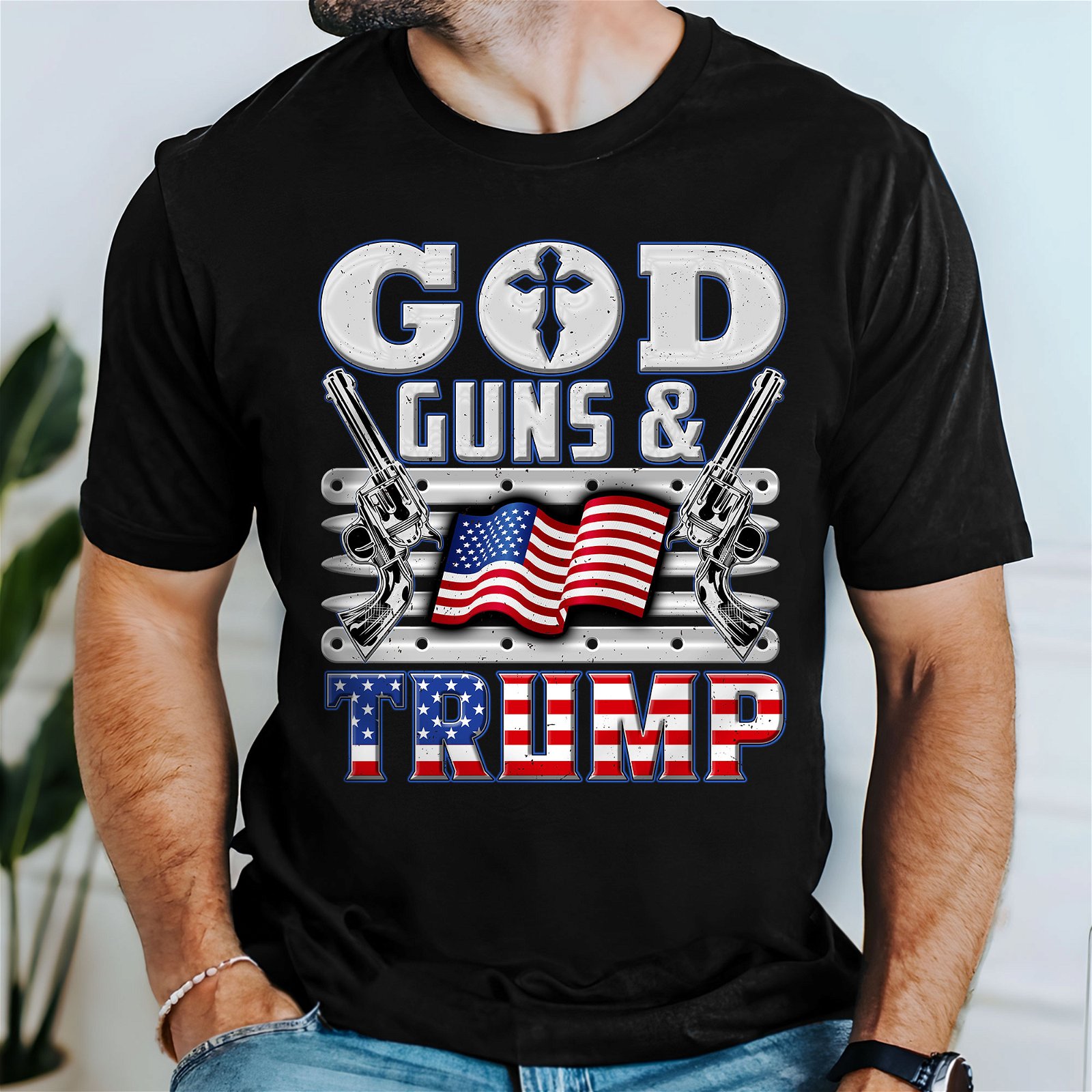 Trump T-Shirt God Guns & Trump T-Shirt MLN3264TS - Flagwix