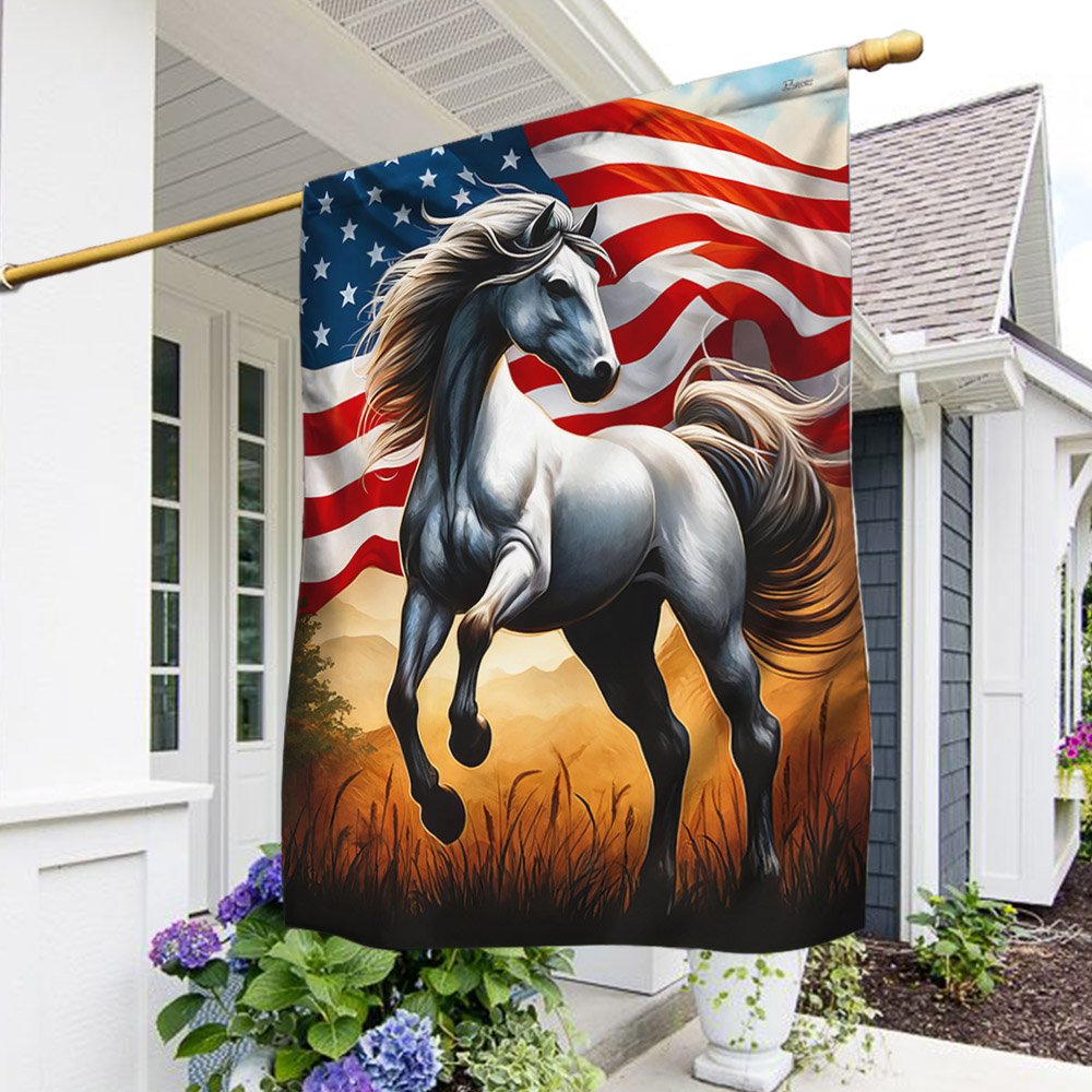 Horse Patriotic American Flag MLN3306F - Flagwix