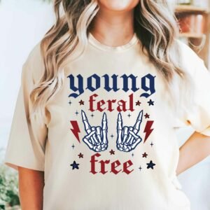 Funny Skeleton Rock, Young Feral Free Comfort Color T-shirt HTT129TS