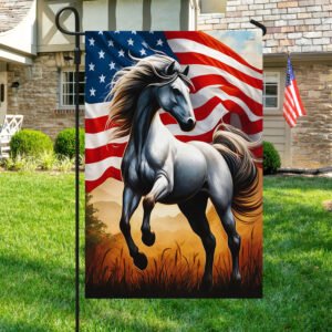 Horse Patriotic American Flag MLN3306F