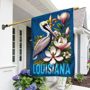 Louisiana Brown Pelican Bird and Magnolia Flower Flag MLN3300F