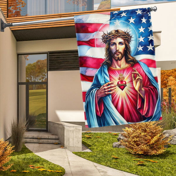 Sacred Heart Of Jesus American Flag TPT1969F