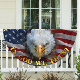 In God We Trust Bald Eagle American Non-Pleated Fan Flag MLN3391FL