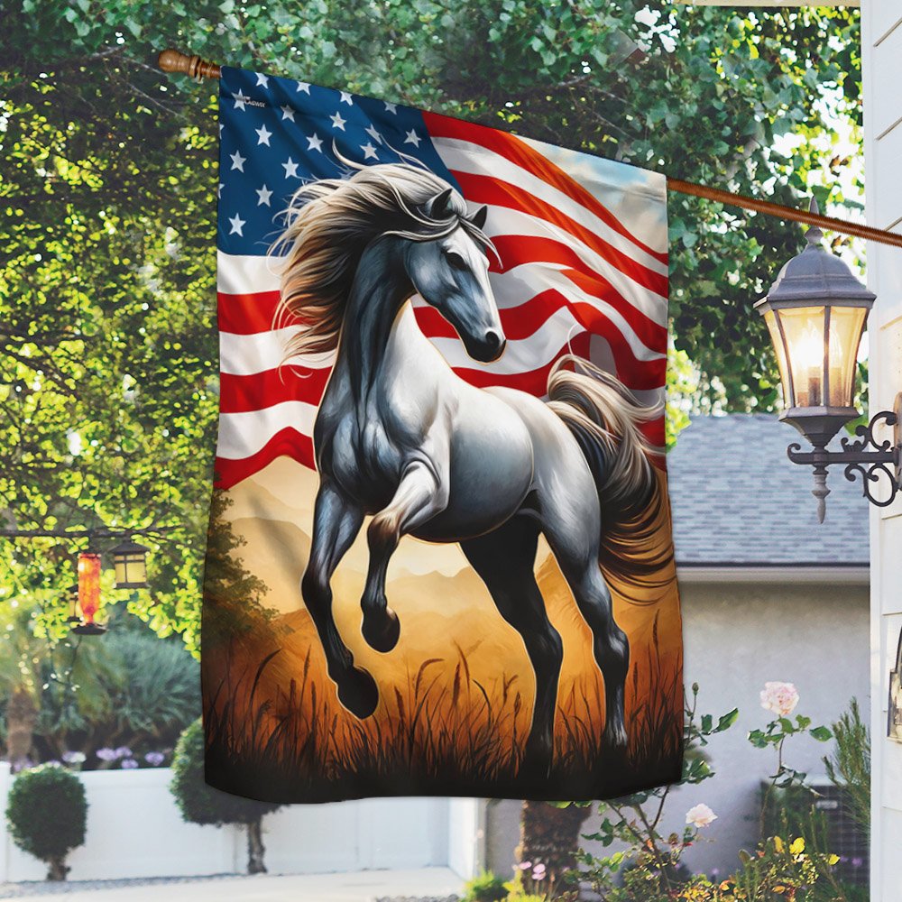 Horse Patriotic American Flag MLN3306F - Flagwix