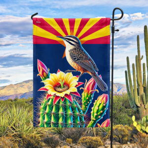 Arizona Cactus Wren and Saguaro Cactus Blossom Flag MLN3314F