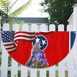 Tennessee State Mockingbird and Iris Flower Non-Pleated Fan Flag MLN3358FL