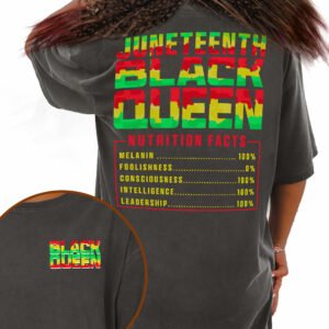 Black History Month Gift, Juneteenth Black Queen Nutrition Facts Comfort Colors T-shirt HTT105TS