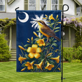 South Carolina State Yellow Jessamine Flower and Carolina Wren Bird Flag MLN3318F