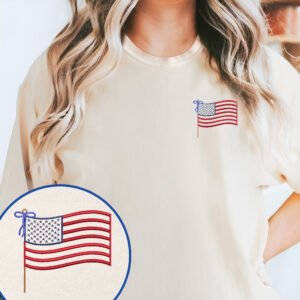 Happy 4th of July USA Flag Embroidered T-Shirt TQN3293TS