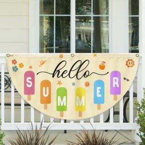 Hello Summer Ice Cream Non-Pleated Fan Flag TQN3251FL