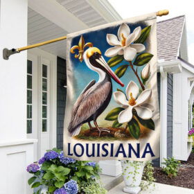 Louisiana Brown Pelican Bird and Magnolia Flower Flag MLN3293F