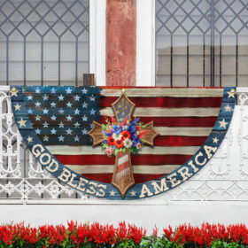 Happy 4th of July, God Bless America, July 4th Patriotic Christian American Non-Pleated Fan Flag TPT1956FL