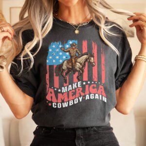 Gifts For 4th of July, USA Flag, Make America Cowboy Again T-Shirt VTM108TS