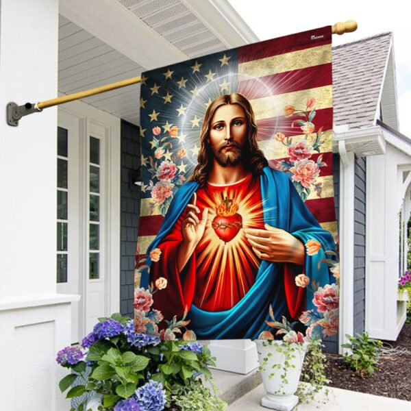 The Sacred Heart Of Jesus American Flag MLN3238F