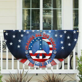 Hippie Peace Sign Living Life In Peace American Non-Pleated Fan Flag TPT2003FL