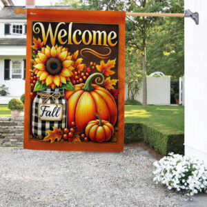 Welcome Fall Pumpkin Thankful Thanksgiving Flag TQN3393F