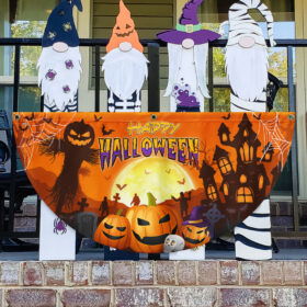 Happy Halloween Pumpkin Spooky Witch House Non-Pleated Fan Flag TQN3553FL