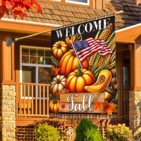 Welcome Fall Pumpkins Harvest Thanksgiving Flag MLN3646F