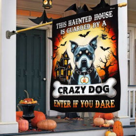 Pit Bull Halloween This Haunted House Is Guarded By A Crazy Dog Enter Flag TQN3545F