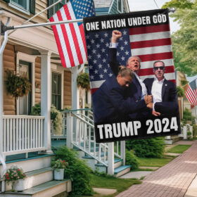 One Nation Under God Trump 2024 Take America Back Trump Shooting Flag TQN3484F