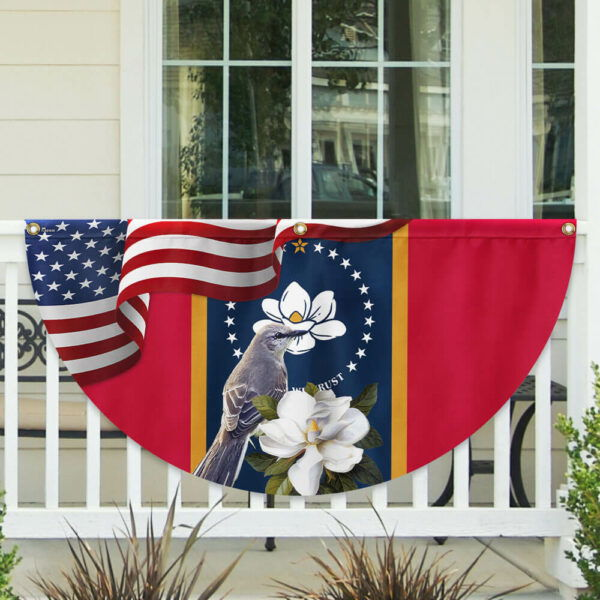 Mississippi State Mockingbird and Magnolia Flower Non-Pleated Fan Flag MLN3596FL