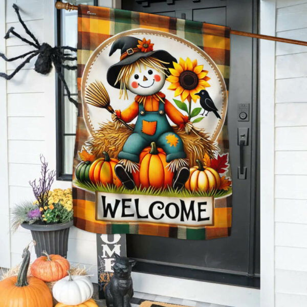 Fall Flag Happy Fall Y'all Scarecrow Harvest Pumpkin Flag TQN3398F