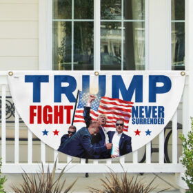 Trump 2024 Never Surrender Fight For America Non-Pleated Fan Flag MLN3542FL