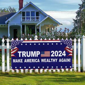 Trump 2024 Make America Wealthy Again Fence Banner TQN3497FB