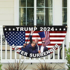 Trump Shooting Flag Trump 2024 Never Surrender Non-Pleated Fan Flag TQN3499FL