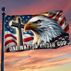 One Nation Under God Christian Cross Eagle Grommet Flag TQN3590GF