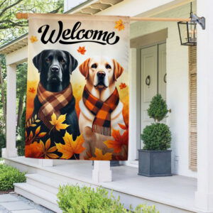 Welcome Fall Black And Yellow Labrador Retriever Dog Flag TQN3397F