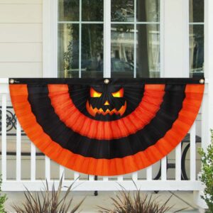 Halloween Scary Pumpkin Jack-o'-lanterns Non-Pleated Fan Flag TQN3556FL