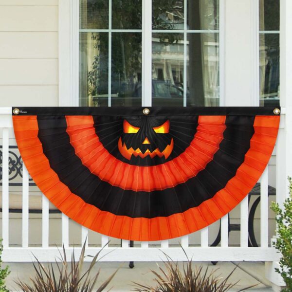 Halloween Scary Pumpkin Jack-o'-lanterns Non-Pleated Fan Flag TQN3556FL