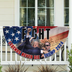 Trump Shooting Trump 2024 Legends Never Die Fight For America Non-Pleated Fan Flag TQN3473FL