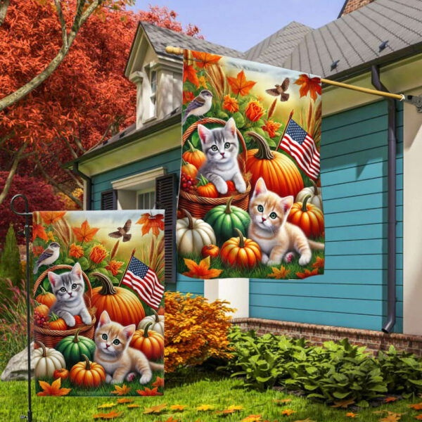 Cat Fall Pumpkins Flag MLN3617F