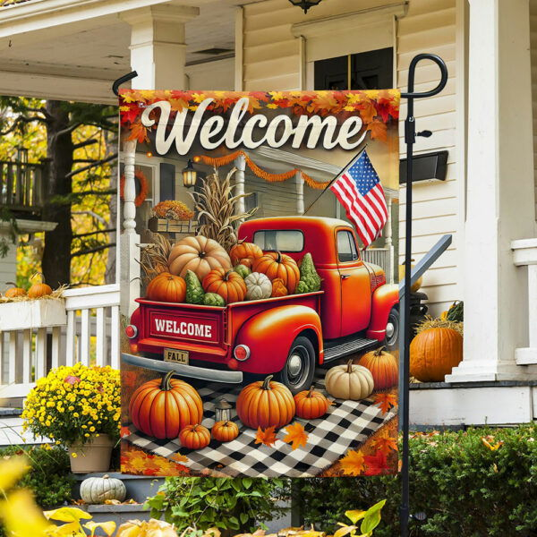 Fall Pumpkins Truck Welcome Flag MLN3429F
