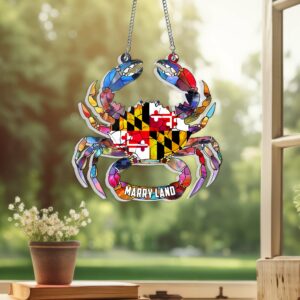 Maryland State Gift, Maryland Day, Maryland Flag Acrylic Hanging Sign HTT275TS