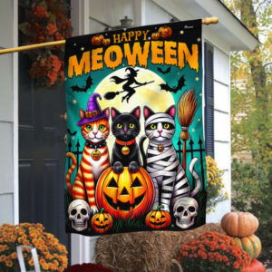 Happy Meoween Costume Cat Spooky Halloween Flag TQN3549F