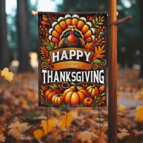 Happy Thanksgiving Day Turkey Flag MLN3642F