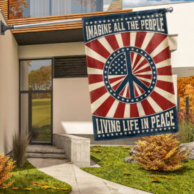 Hippie Peace Imagine All The People Living Life In Peace Flag TQN3507F