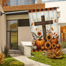 Fall Christian Cross Pumpkins Fall For Jesus Flag MLN3436F