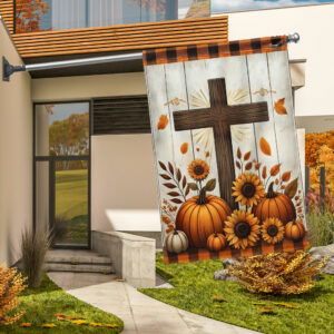 Fall Christian Cross Pumpkins Fall For Jesus Flag MLN3436F