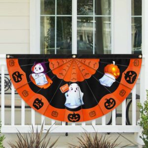 Happy Halloween Ghost Pumpkin Non-Pleated Fan Flag TQN3552FL