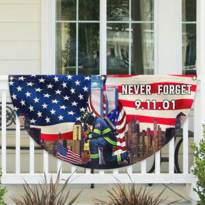 Never Forget September 11 Patriot Day 911 Non-Pleated Fan Flag MLN3412FL