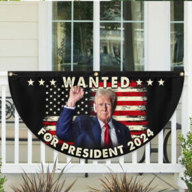 Trump Flag Wanted For President 2024 Pro Trump 2024 Non-Pleated Fan Flag MLN3545FL