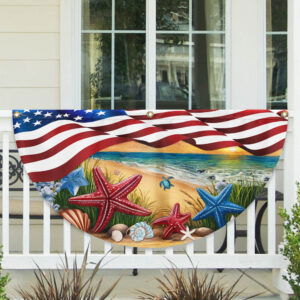 Summer Beach Starfish American Non-Pleated Fan Flag MLN3182FL