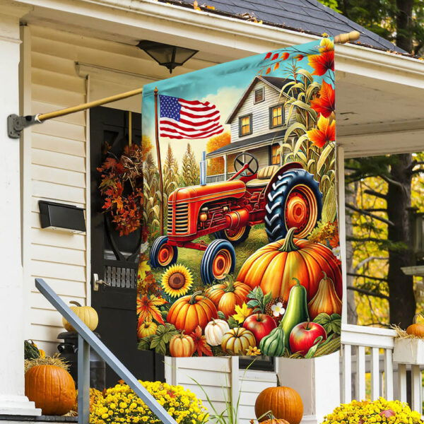 Fall Pumpkin Farm Tractor Flag TQN3431F