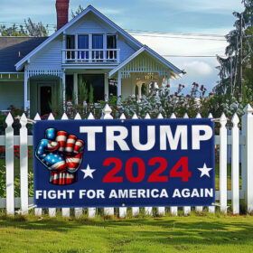 Trump 2024 Fight For America Again Fence Banner TQN3459FB