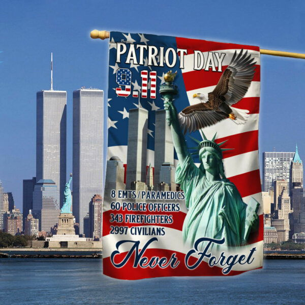 Never Forget Patriot Day 9/11 Memorial American Flag MLN3587F
