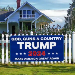 Trump 2024 God Guns & Country MAGA Make America Great Again Fence Banner MLN3556FB